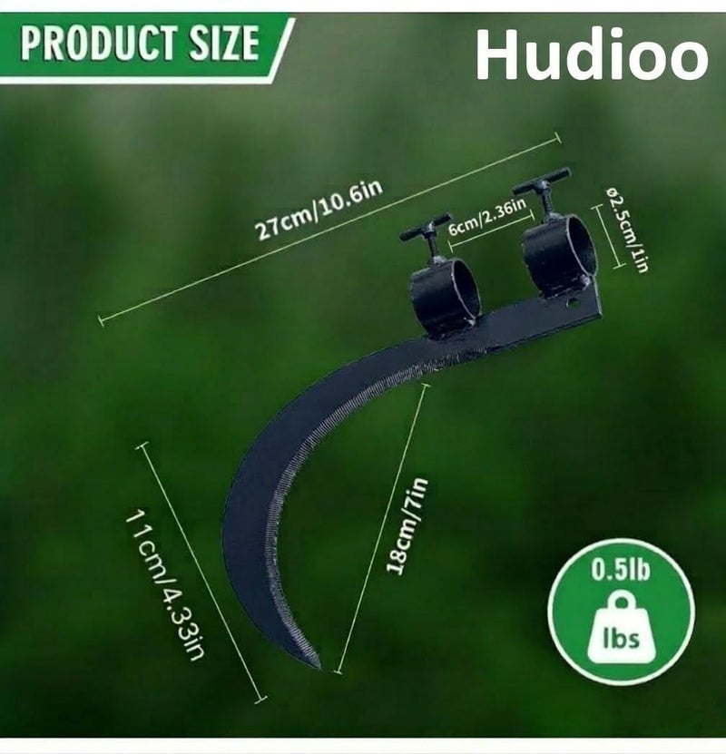 Hudioo Grass Sickle Cutter Head with screw – Sharp Curved Blade for Cutting Grass and Weeds, Heavy Duty Tool Attachment with Adjustable Handle Clamp for Outdoor Use - Image 5