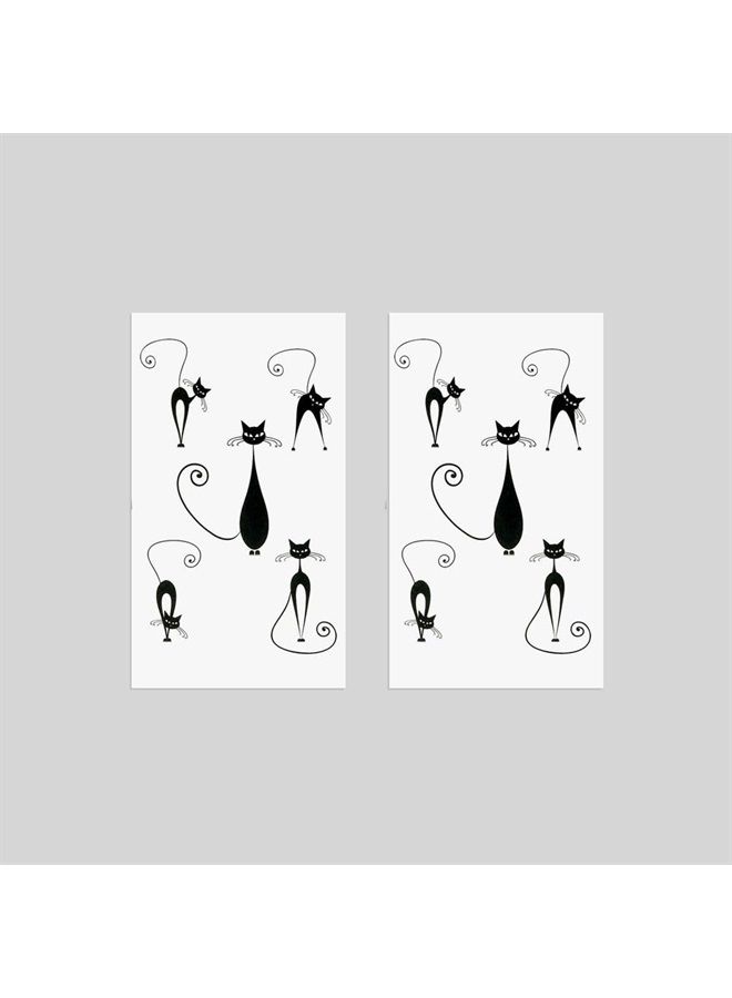 Oottati Small Cute Temporary Tattoo Kitten Cat Neck Hand (Set of 2)