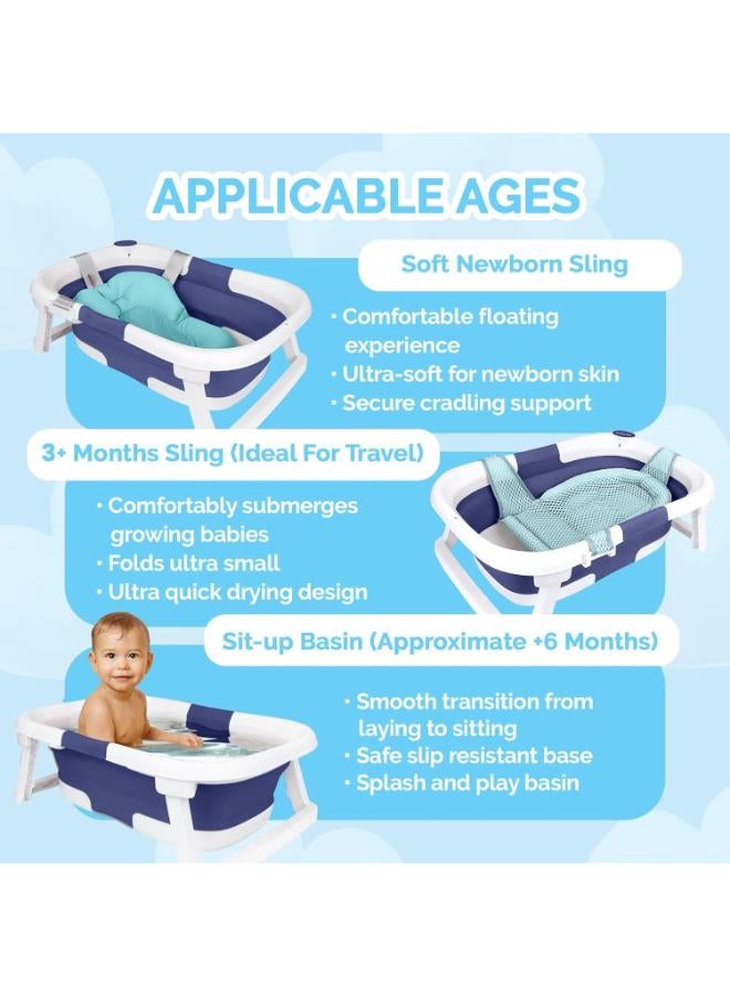 bebeleh Foldable Baby Bathtub with Thermometer & Newborn Sling – Collapsible Infant Bath Tub 0–24 Months - Image 3