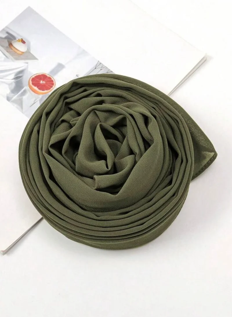 AL BENT AL SHARQIEH shawl Army  Green chiffon hijab headscarf