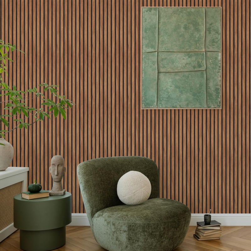 Main Street â€“ 12-Pack of 11 x 16" Peel and Stick Eco-Friendly Wallpaper Sheets â€“ Wood Slat Panel Design â€“ Removable Stick-On Wall DÃ©cor for DIY Projects and Home Styling - Image 3