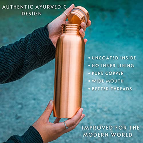 Kosdeg Copper Water Bottle - 34oz Smooth Design - A Handcrafted Ayurvedic Pure Copper Vessel For Drinking - Drink More Water, Lower Your Sugar Intake And Enjoy The Health Benefits - Image 5