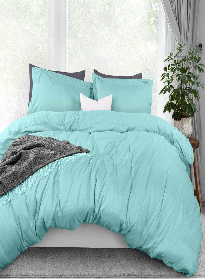 Utopia Bedding Duvet Cover Queen Size - 3 Piece with Zipper Closure - 1 Comforter Cover 90X90 Inches & 2 Pillow Shams 20X26 Inches (Spa Blue) Comforter Not Included - Image 1