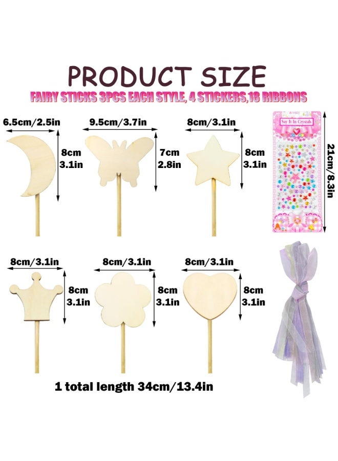 CMGTYYD 12 Sets Fairy Wands, Princess Fairy Wands Kit, DIY Magical Wand, DIY Crafts, Craft Kits, Unfinished Wooden, with Gem Stickers, Arts Crafts, Gifts for Girls, for Birthday Halloween Party - Image 2