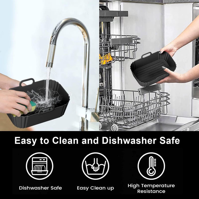 PINTAUR Silicone Air Fryer Liners 2 Pack, Reusable Liners Compatible for Ninja Foodi DZ201, DZ401, DZ550, COSORI, Chefman, Instant Air Fryer, and 6-in-1 8-10QT Air Fryer Baskets - Image 5