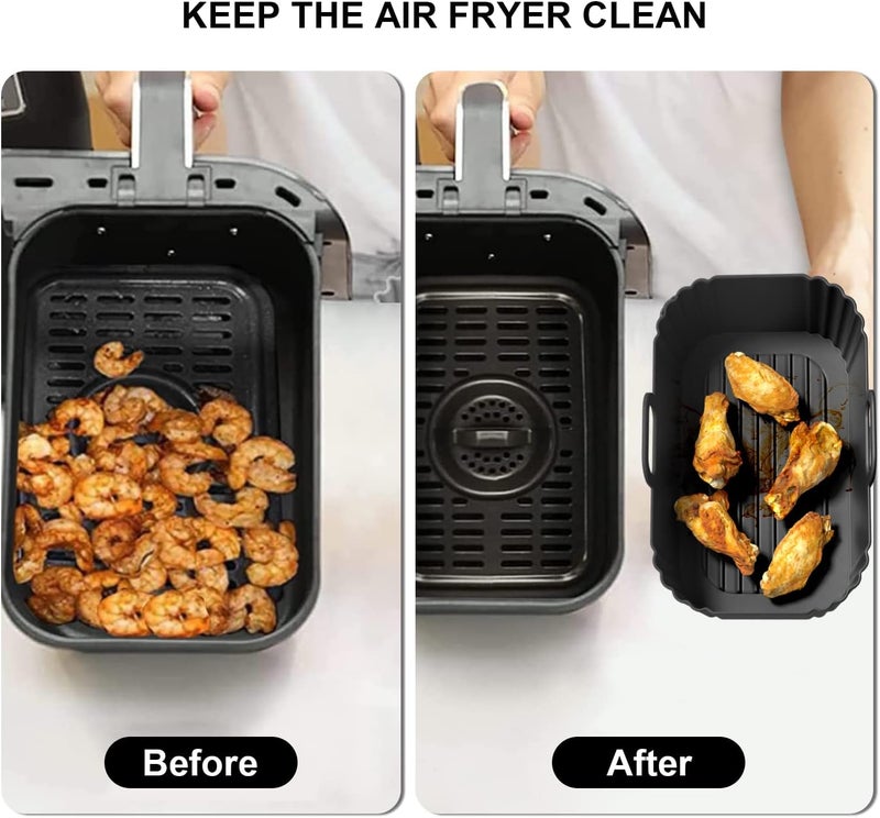 PINTAUR Silicone Air Fryer Liners 2 Pack, Reusable Liners Compatible for Ninja Foodi DZ201, DZ401, DZ550, COSORI, Chefman, Instant Air Fryer, and 6-in-1 8-10QT Air Fryer Baskets - Image 4