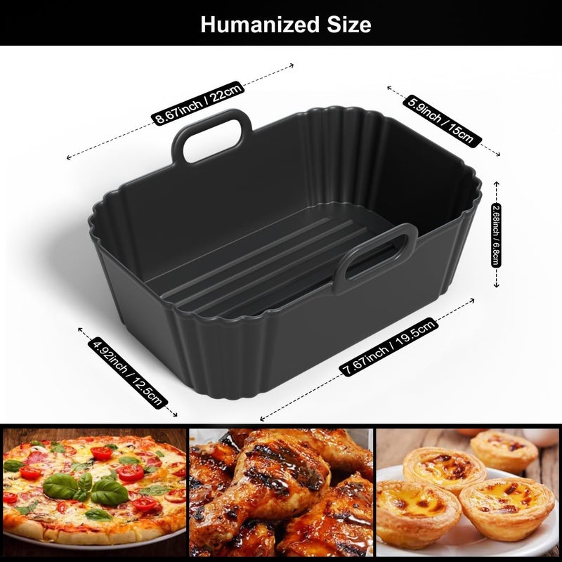 PINTAUR Silicone Air Fryer Liners 2 Pack, Reusable Liners Compatible for Ninja Foodi DZ201, DZ401, DZ550, COSORI, Chefman, Instant Air Fryer, and 6-in-1 8-10QT Air Fryer Baskets - Image 2