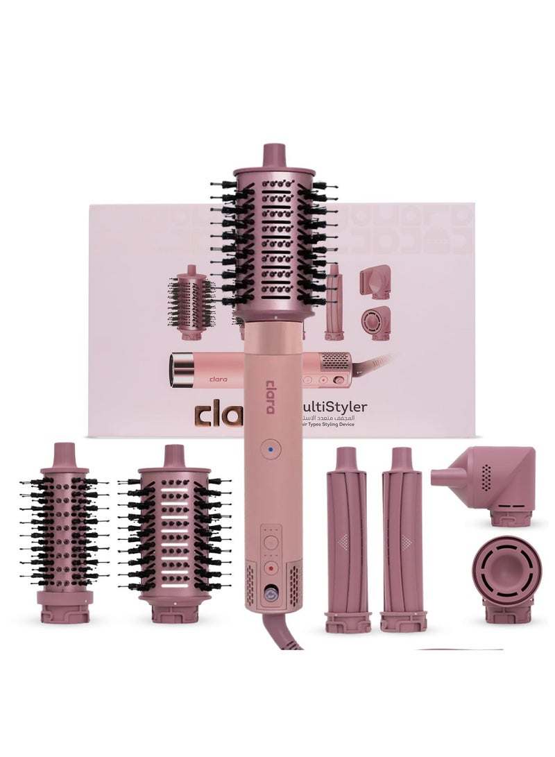 CLARA The All-in-One Pink Styling Bundle – CLARA Pink 6-in-1 Ionic Multi Styler with Auto-Wrap Curlers, Blow Dryer, Round & Oval Brushes & Pink Quilted Hair Tool Storage Bag - Image 2
