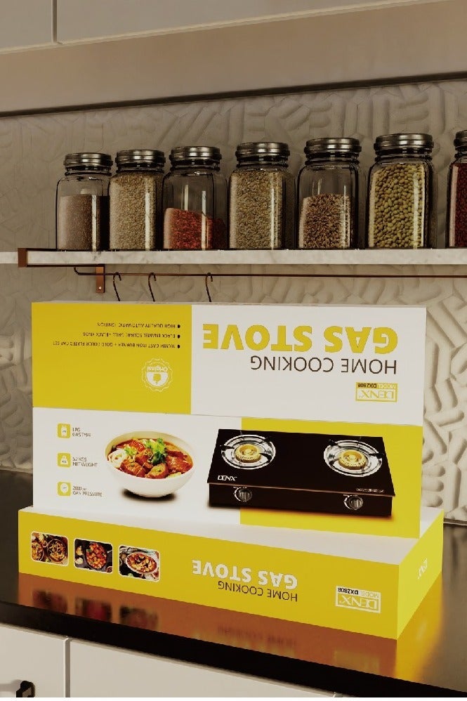 دينكس موقد غاز زجاجي مقاوم للحرارة مع شعلتين - Image 4