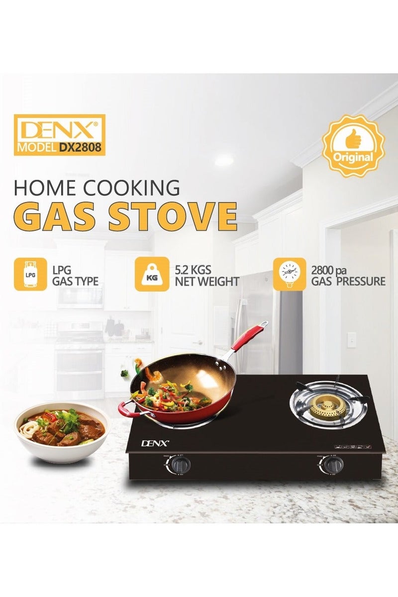 دينكس موقد غاز زجاجي مقاوم للحرارة مع شعلتين - Image 3