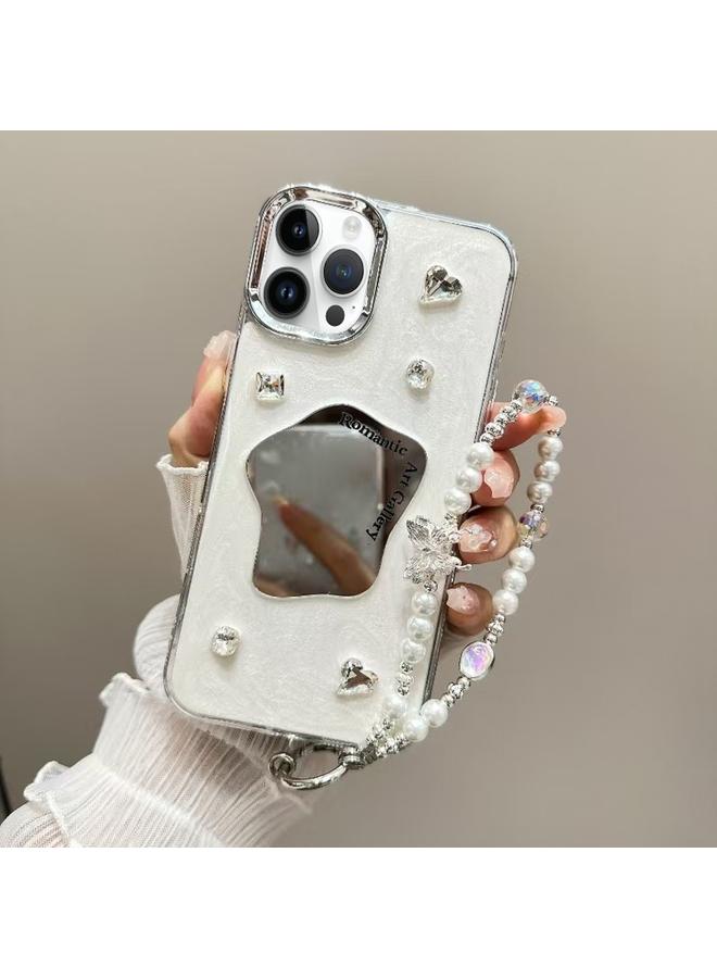 S-TOP Case For iPhone 13 Pro Max Cream Mirror Bracelet Chain TPU Phone Case - Image 1