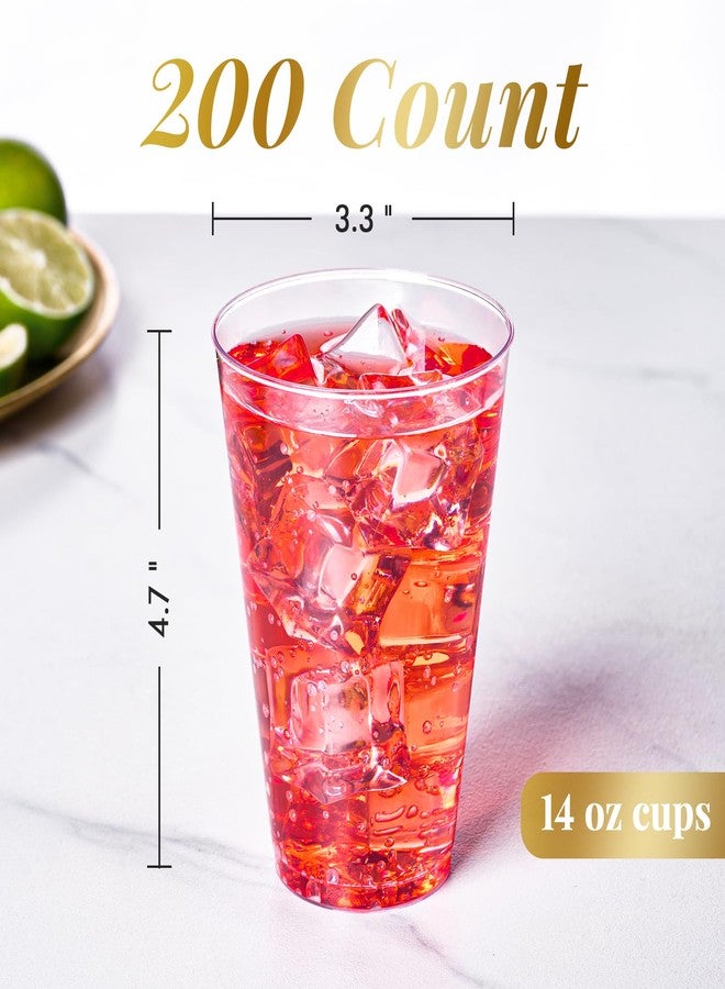 FOCUSLINE 200 Pack 14 oz Clear Plastic Cups, Large Disposable Cups Plastic Party Cup, 14 Ounce Heavy duty Clear Cups for Thanksgiving, Halloween, Christmas - Image 4