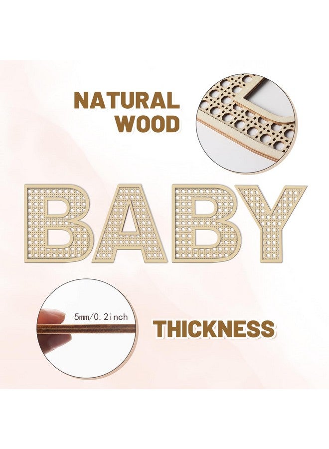 She Love Baby Letters for Baby Shower Wooden Rattan Letters 8 inch 4Pcs for Nursery Wall Decor Large Boho Sign Alphabet Letter for Baby Boy Girl Shower Bedroom Newborn Birthday Gift Home Decorations - Image 3