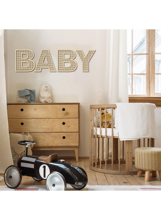 She Love Baby Letters for Baby Shower Wooden Rattan Letters 8 inch 4Pcs for Nursery Wall Decor Large Boho Sign Alphabet Letter for Baby Boy Girl Shower Bedroom Newborn Birthday Gift Home Decorations - Image 4