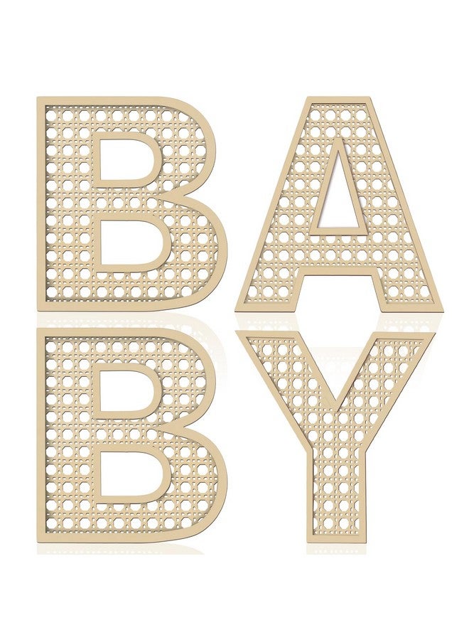 She Love Baby Letters for Baby Shower Wooden Rattan Letters 8 inch 4Pcs for Nursery Wall Decor Large Boho Sign Alphabet Letter for Baby Boy Girl Shower Bedroom Newborn Birthday Gift Home Decorations - Image 1