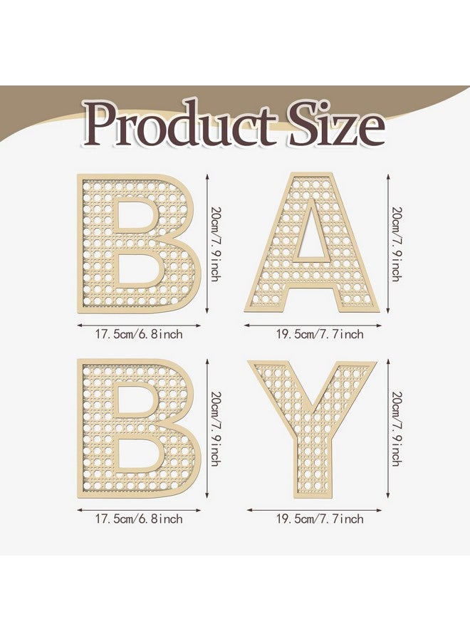 She Love Baby Letters for Baby Shower Wooden Rattan Letters 8 inch 4Pcs for Nursery Wall Decor Large Boho Sign Alphabet Letter for Baby Boy Girl Shower Bedroom Newborn Birthday Gift Home Decorations - Image 2