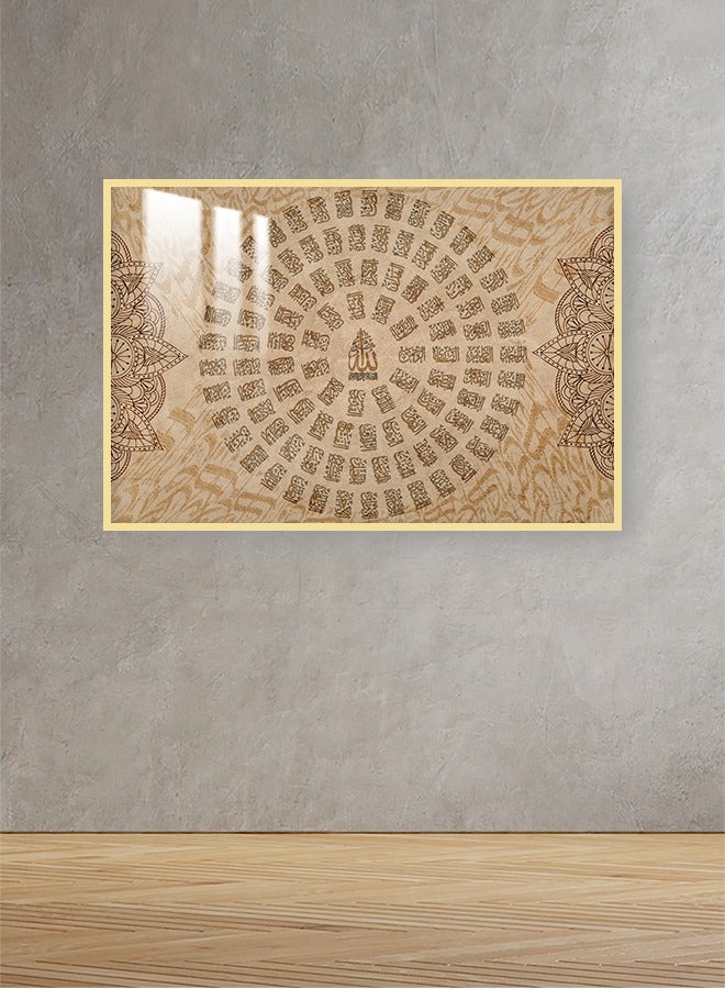 4gdran Luxury wooden wall panel with Islamic design with frame and clear acrylic layer - Image 1