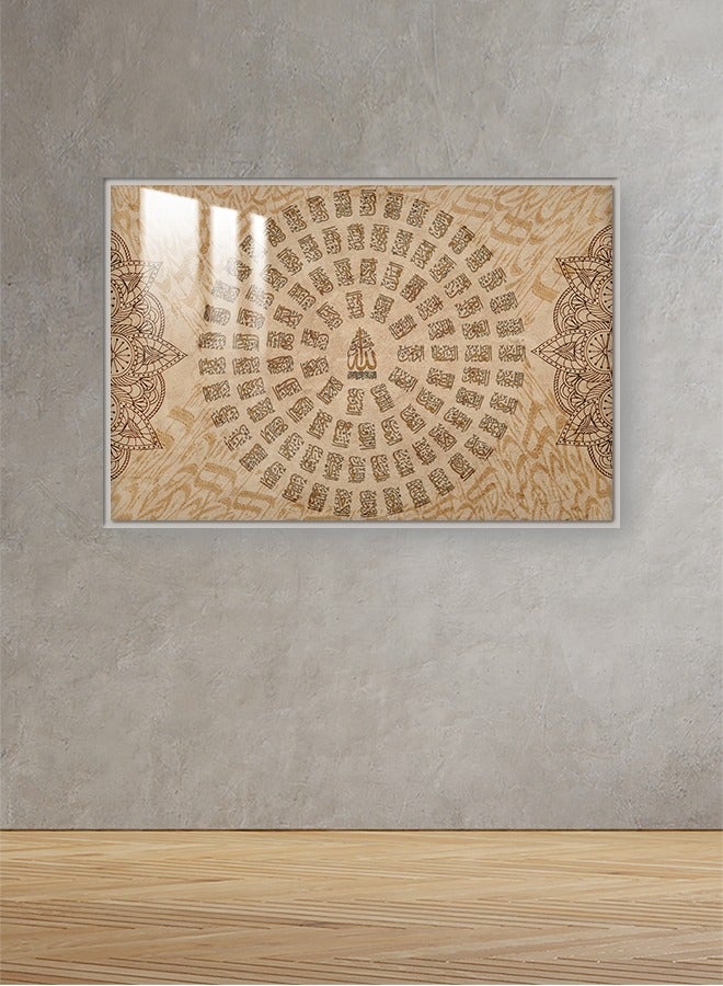 4gdran Luxury wooden wall panel with Islamic design with frame and clear acrylic layer - Image 3