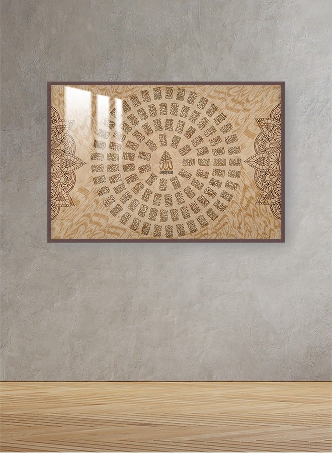 4gdran Luxury wooden wall panel with Islamic design with frame and clear acrylic layer - Image 4