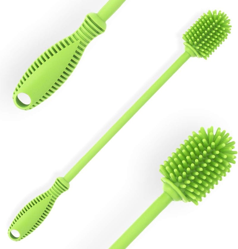 ddLUCK Silicone Bottle Cleaning Brush with Long Handle, 12.5" Water Bottle Cleaner for Baby Bottles, Hydro Flask, Sports Bottle, Vase, Glassware, Perfect for Smaller Diameter Bottle Openings (One Pack) - Image 1