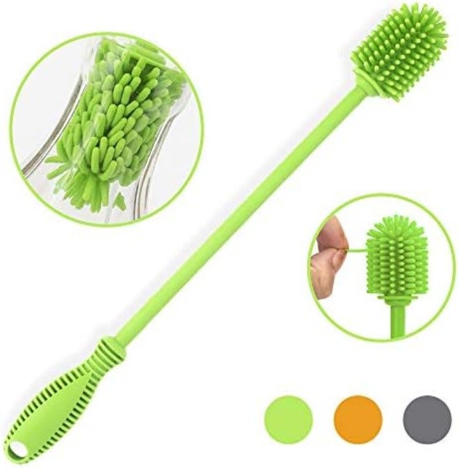 ddLUCK Silicone Bottle Cleaning Brush with Long Handle, 12.5" Water Bottle Cleaner for Baby Bottles, Hydro Flask, Sports Bottle, Vase, Glassware, Perfect for Smaller Diameter Bottle Openings (One Pack) - Image 3