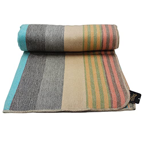 DAVLINA, Alpaca Wool Throw Blanket | Super Soft, Lightweight, Breathable and Hypoallergenic | Non-Itchy or Scratchy (Green Gray Varicolored, Striped) - Image 5