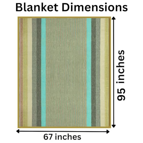 DAVLINA, Alpaca Wool Throw Blanket | Super Soft, Lightweight, Breathable and Hypoallergenic | Non-Itchy or Scratchy (Green Gray Varicolored, Striped) - Image 2