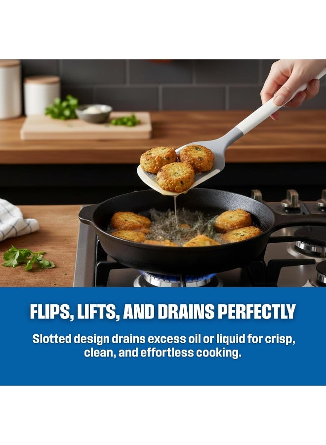 Westinghouse USA Silicone/PBT Slotted Turner | Heat-Resistant Spatula for Flipping, Stirring & Straining | Non-Slip Handle | Safe for Non-Stick Cookware | Easy-to-Clean Kitchen Tool - Image 3
