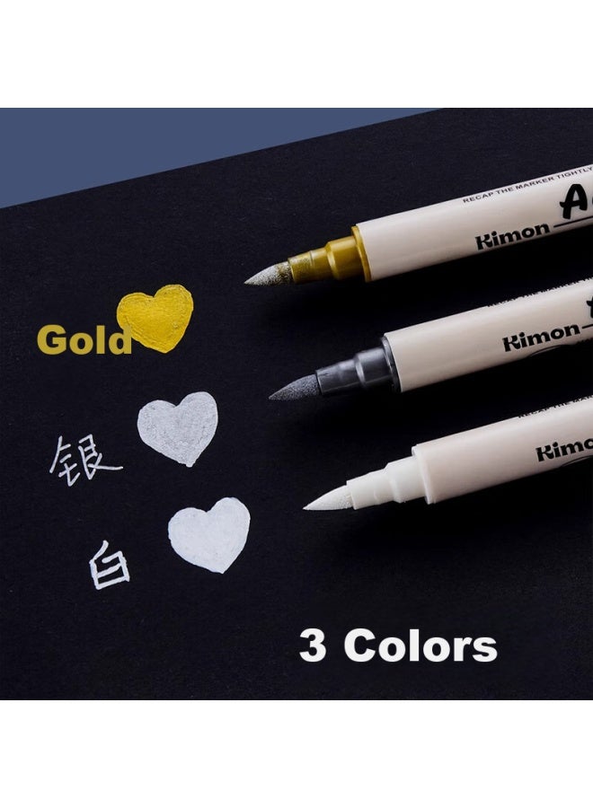 Jiamo Highlighter White Acrylic Double-ended Marker Pen Drawing Highlight White Pen Waterproof Non-fading Student Sketch Brightening Special Pen Art Pearl Pen Back-to-school Season Highlight 3 White P - Image 5