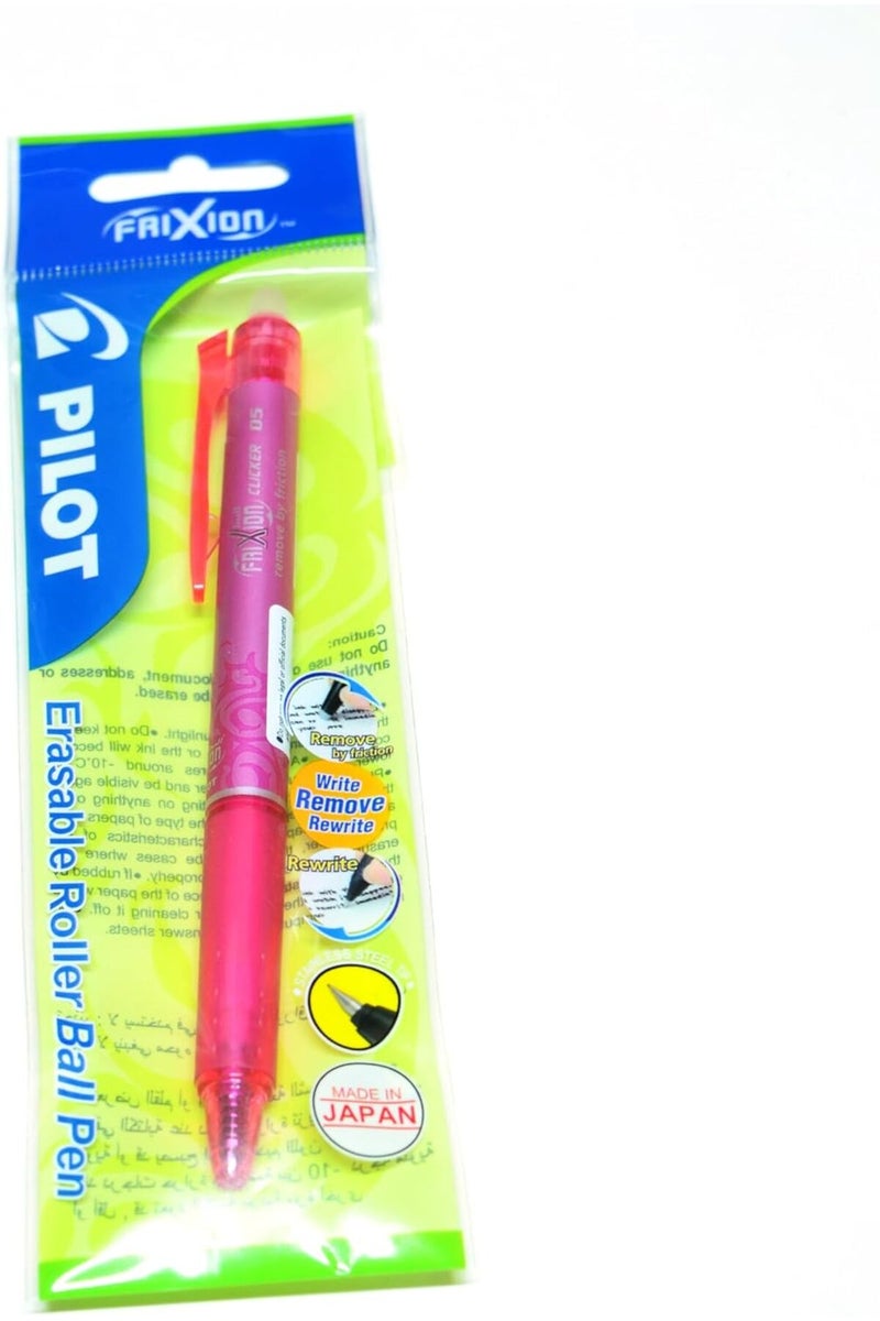 PILOT Frixion Clicker Roller Ball Pen, 0.5 mm Tip Size, Pink - Image 2