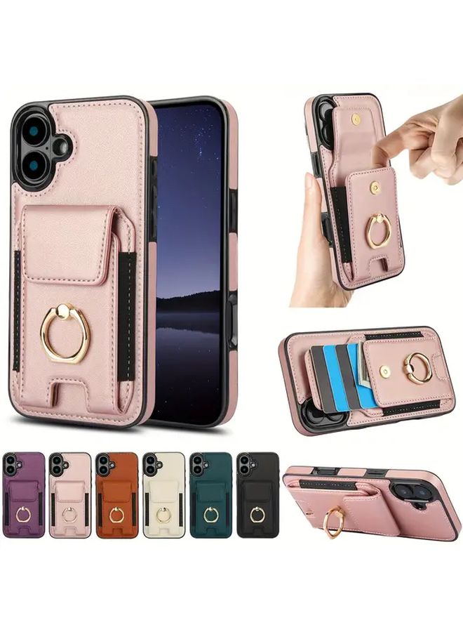 Black Wallet Case for iPhone 12 Mini with Kickstand and Ring Holder - Image 1