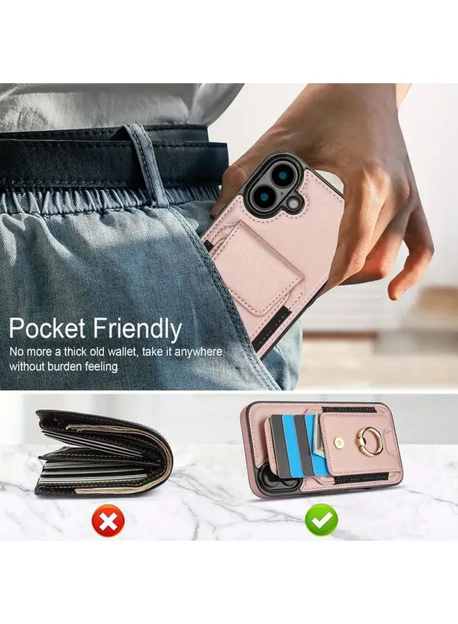 Black Wallet Case for iPhone 12 Mini with Kickstand and Ring Holder - Image 3