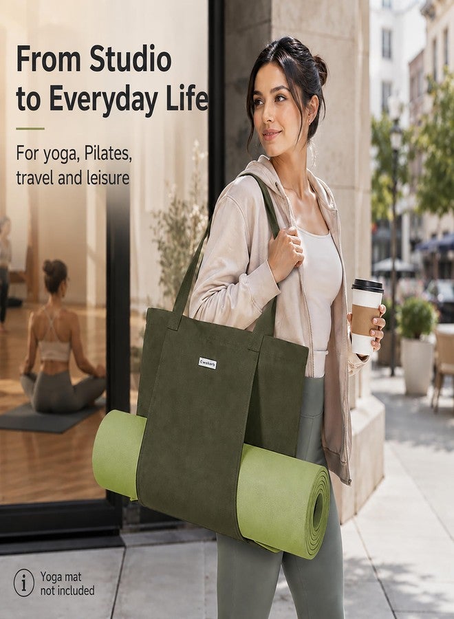 Cwokarb Yoga Mat Bag for Women, Cotton Canvas Tote with Wet/Dry Pocket, Bottle Holder and Inner Zipper Pocket, 25L Carrier for Pilates and Travel - Image 2