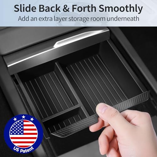 TSLDRV Center Console Organizer Tray for Tesla Model Y Juniper Accessories 2025 2026/For Tesla Model 3 Highland Accessories 2024 2025 2026 [Slide Smoothly/US Patent] Cup Holder Matte Black - Image 3