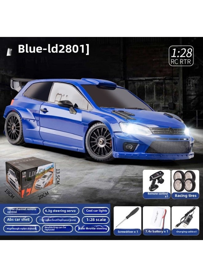 Landa Technology LD2801 Four-wheel Drive Full Scale Polo Model 1/28 Drift RC Remote Control Car Electric Toy-Color:Blue (7.4v)-Scale:1:28 - Image 1