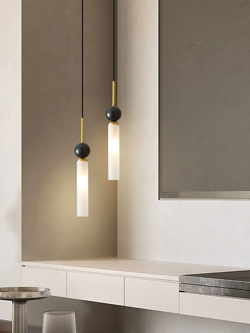 Copper & Marble LED Flush Mount Ceiling Light - Image 1
