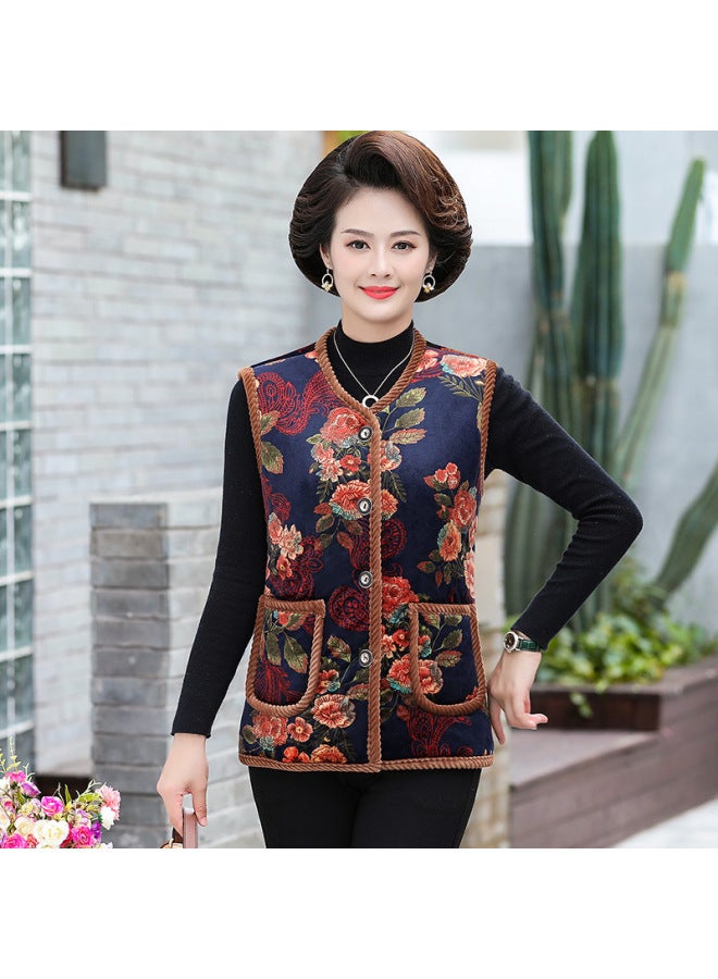 Mother's New Velvet Vest Middle-aged And Elderly Wen's Winter Thickened Vest Grandma's Waistcoat Warm Vest
