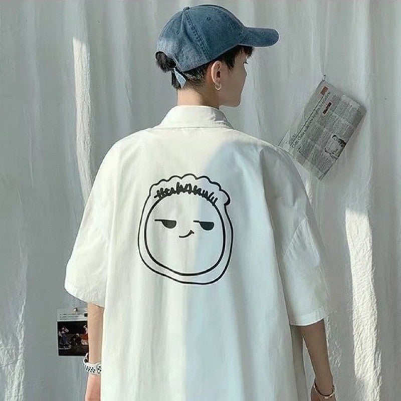 New Style Workwear Short-Sleeved Shirt Men'S Summer Thin Shirt Japanese Casual Solid Color Loose Lapel Jacket - Image 5