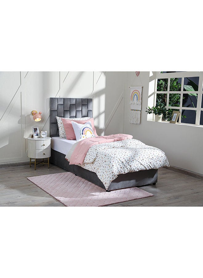 Pan Home - Diana Single Bed Velvet Grey 90x200 cm - Image 1