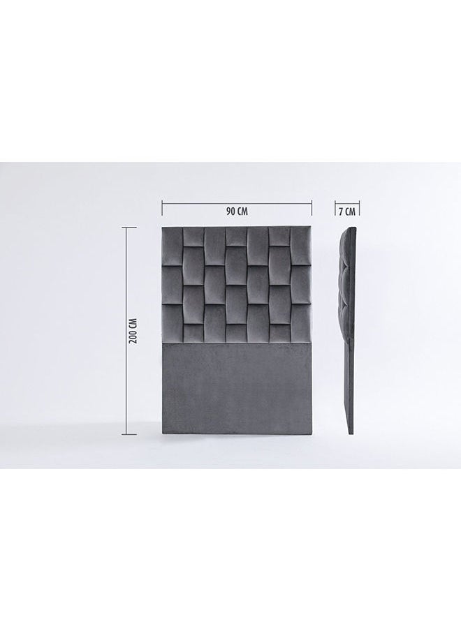 Pan Home - Diana Single Bed Velvet Grey 90x200 cm - Image 1