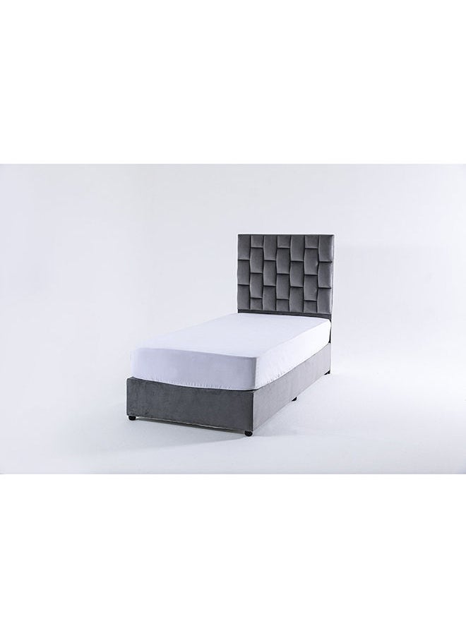 Pan Home - Diana Single Bed Velvet Grey 90x200 cm - Image 1