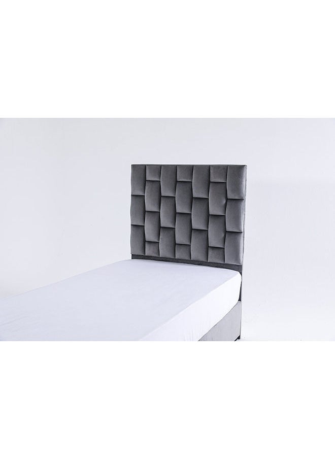 Pan Home - Diana Single Bed Velvet Grey 90x200 cm - Image 1