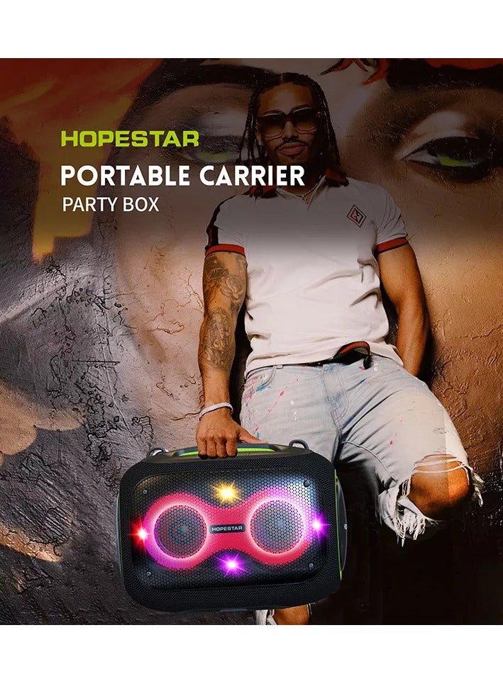 HOPESTAR Party Box 120W Portable Bluetooth Speaker with Dual Wireless Microphones, 200W Fast Charging, IPX6 Waterproof, DSP Chip, 10-Hour Playtime, RGB Lights – Ideal for Outdoor, Karaoke, and Family Gatherings - Image 5