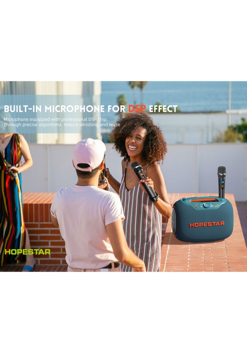 HOPESTAR Party Box 120W Portable Bluetooth Speaker with Dual Wireless Microphones, 200W Fast Charging, IPX6 Waterproof, DSP Chip, 10-Hour Playtime, RGB Lights – Ideal for Outdoor, Karaoke, and Family Gatherings - Image 2