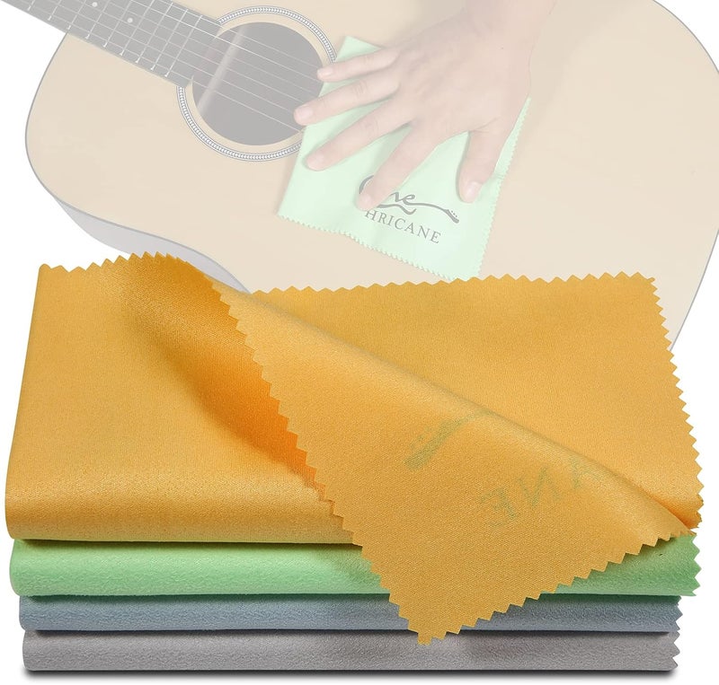 Hricane 4-Pack 12"x12" Guitar Cloths Ultrafine fiber suede Plush Polishing Cloths for Musical Instruments Premium Polishing & Cleaning Cloths for Guitar Violin Piano Clarinet Trumpet Sax Universal - Image 1