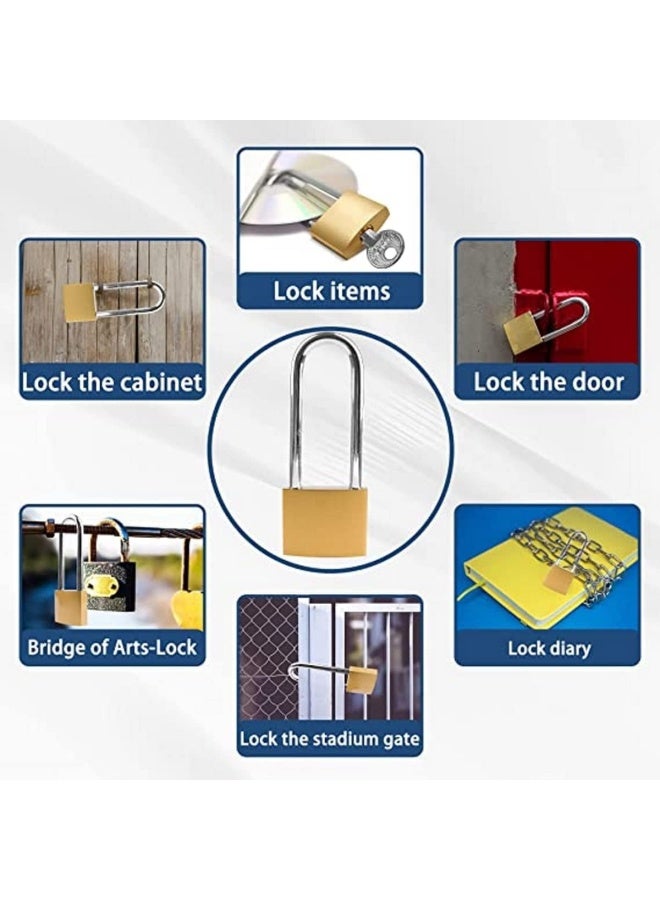 ROBUSTLINE 10 Pieces Brass Plated Long Shackle Padlock Padlocks For Luggage Lockers Solid Brass Keyed Alike Padlocks 50Mm - Image 4