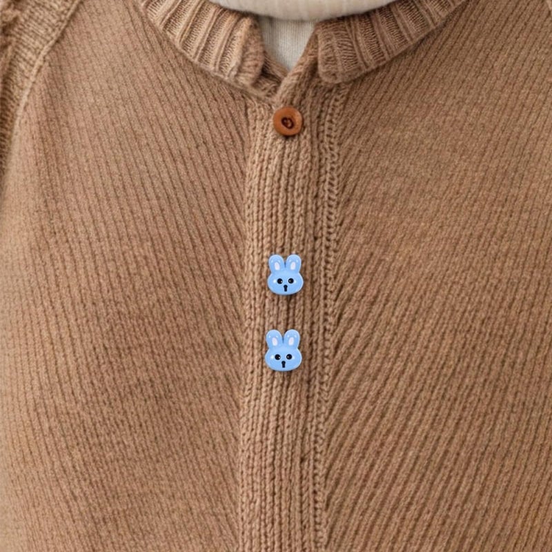 jojofuny 10pcs Blue Cute 3D Rabbit Buttons Decorative Coat Sewing Buttons for ’s Clothes Easter Scrapbooking Fasteners - Image 5