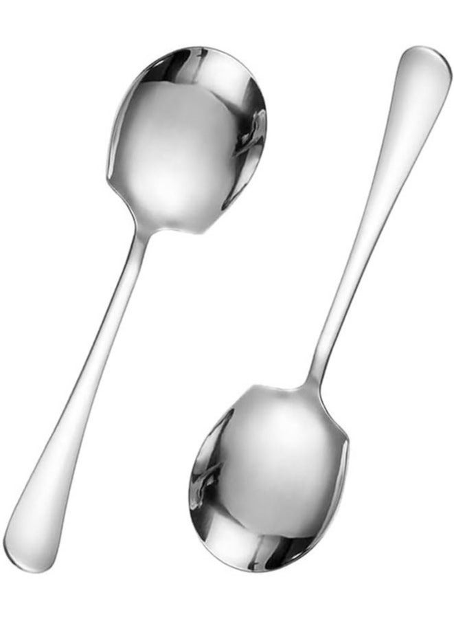 OMEVE 2Pcs Stainless Steel Large Serving Spoons Cook Serving Spoon Silver Long Handled Buffet Spoons Soup Spoon Cook Kitchen Tool for Catering Dinner Service. - Image 2