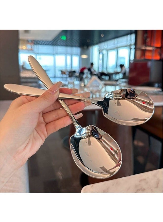 OMEVE 2Pcs Stainless Steel Large Serving Spoons Cook Serving Spoon Silver Long Handled Buffet Spoons Soup Spoon Cook Kitchen Tool for Catering Dinner Service. - Image 5