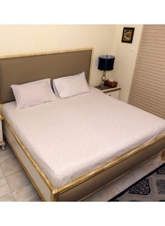 Home-Tex Design 3 Piece Hometex Design 100% Cotton King Size Printed Flat Sheet Set ABEE - 1 Flat Sheet (240x260 cm) + 2 Pillow Covers (50x80 cm)  - Image 1
